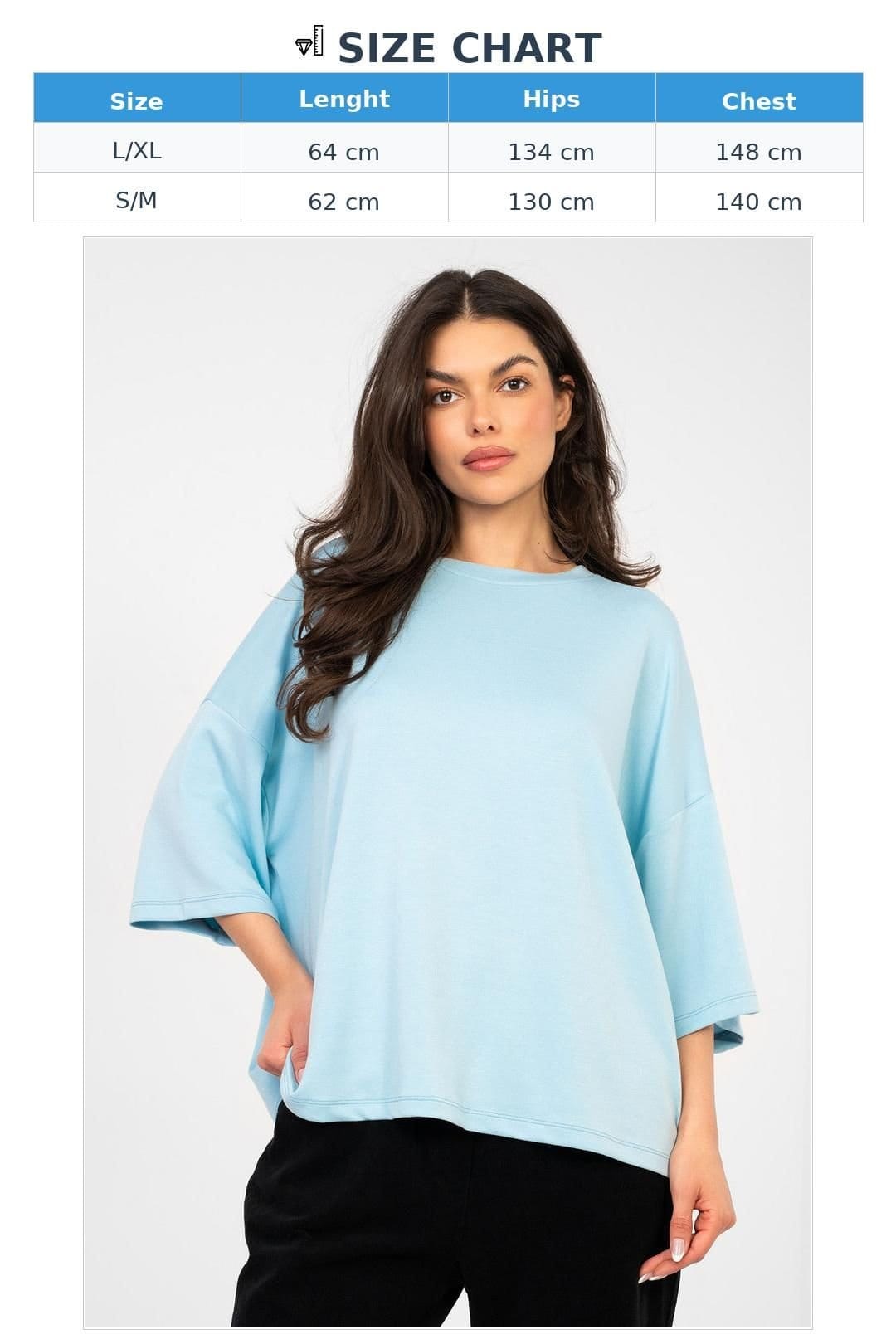 Love Lace Love Lace Women's Soft Viscose Loose Short Sleeve Blouse in Blue - 4