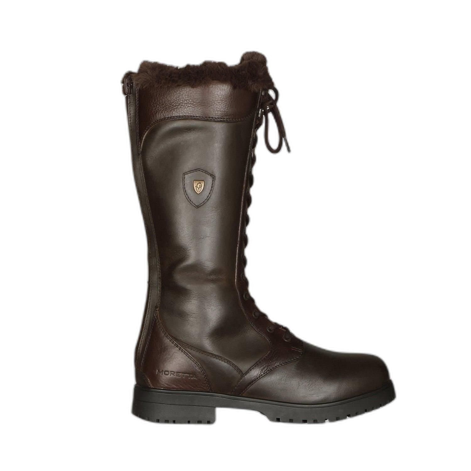Moretta Moretta Women's Nola Leather Lace Up Standard Country Boots in Brown
