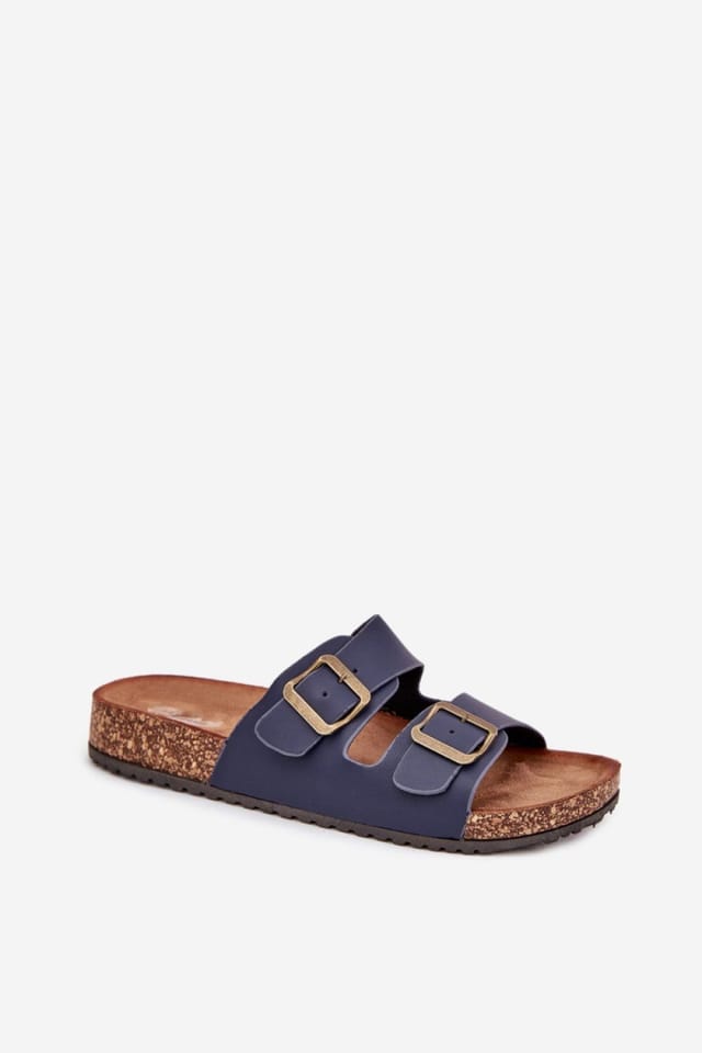 Love Lace Love Lace Women's Cork Platform Sandals With Contoured Suede Insole Buckle Straps in Navy - 2