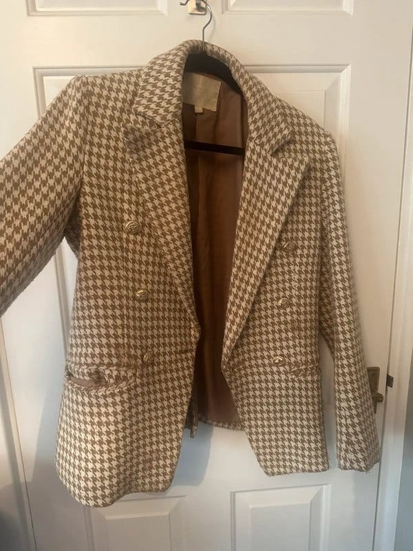 ASOS Cream Beige Houndstooth Blazer