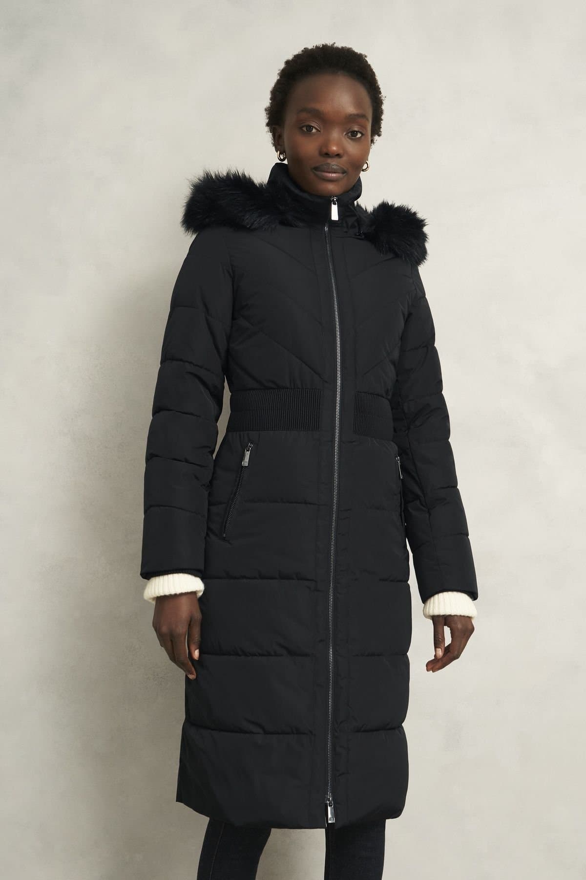 Hobbs London Hobbs London Women's Amalie Longline Puffer Coat in Black