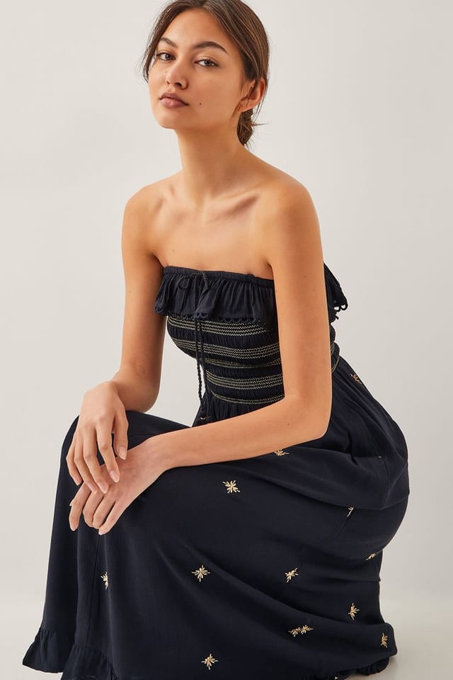 Monsoon Monsoon Women's Blair Embroidered Frill Midi Dress Black - 2