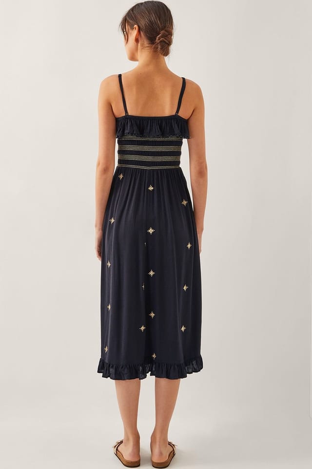 Monsoon Monsoon Women's Blair Embroidered Frill Midi Dress Black - 3