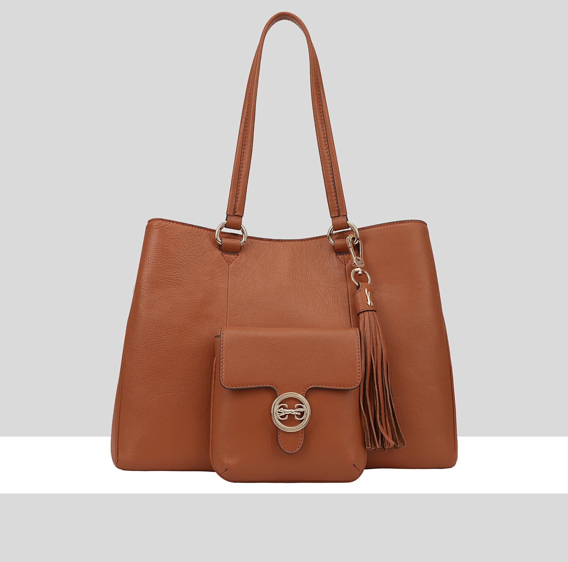 Paul Costelloe Paul Costelloe Women's Shebelle Leather Shoulder Bag in Brown