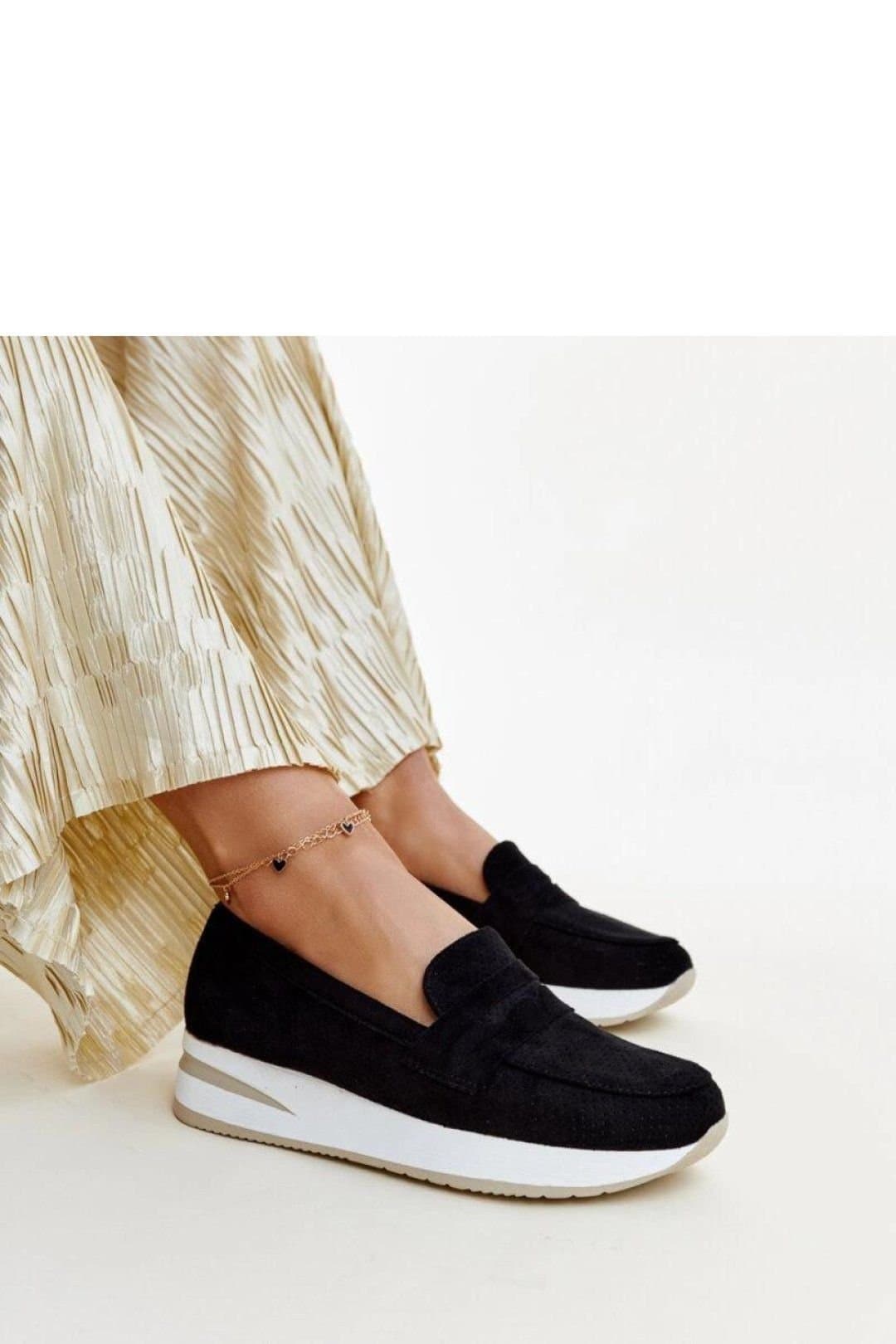 Love Lace Love Lace Women's Muna Slip On Perforated Suede Rubber Sole Loafers for Summer in Black