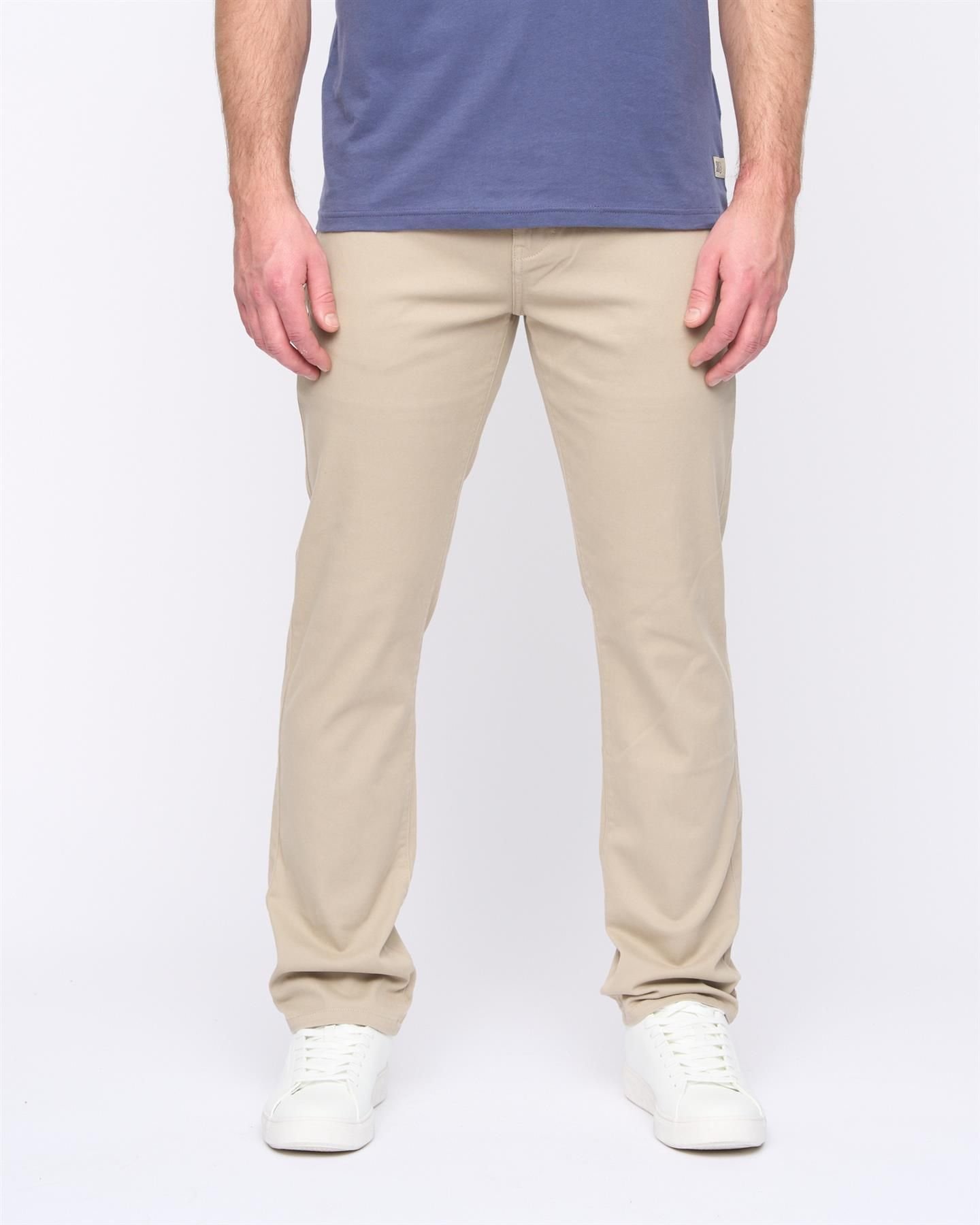 Duck&Cover Duck&Cover Franztown Men's Core Stretch Slim-Fit 5-Pocket Chino Trousers with Canvas Detail in Stone - 2