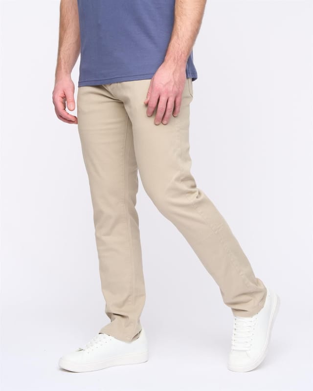 Duck&Cover Duck&Cover Franztown Men's Core Stretch Slim-Fit 5-Pocket Chino Trousers with Canvas Detail in Stone - 2