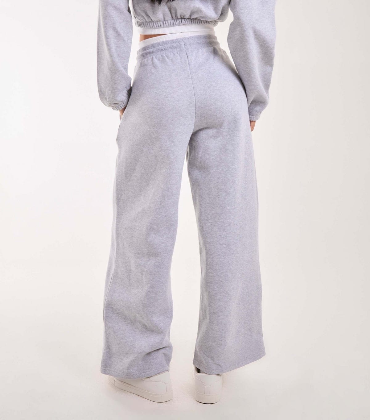 Pink Vanilla Women's Grey Contrast Waist Wide Leg Joggers Pink Vanilla New Look - 4