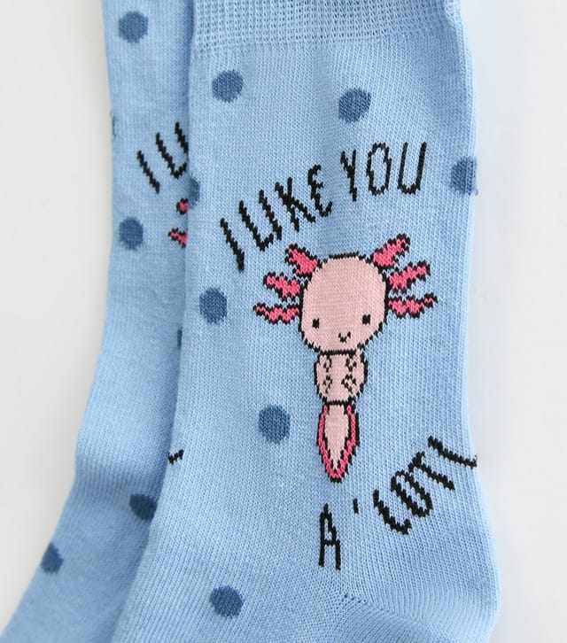 New Look Blue I Like You A'Lotl Axolotl Ankle Socks New Look - 2