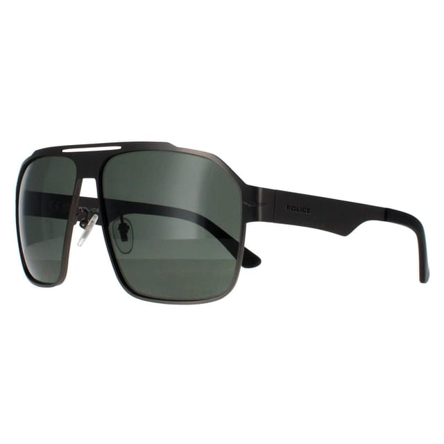 Police Police Men's Aviator Matte Satinised Bakelite Grey Green Polarized SPLL08 Summit 1 in Black - 2