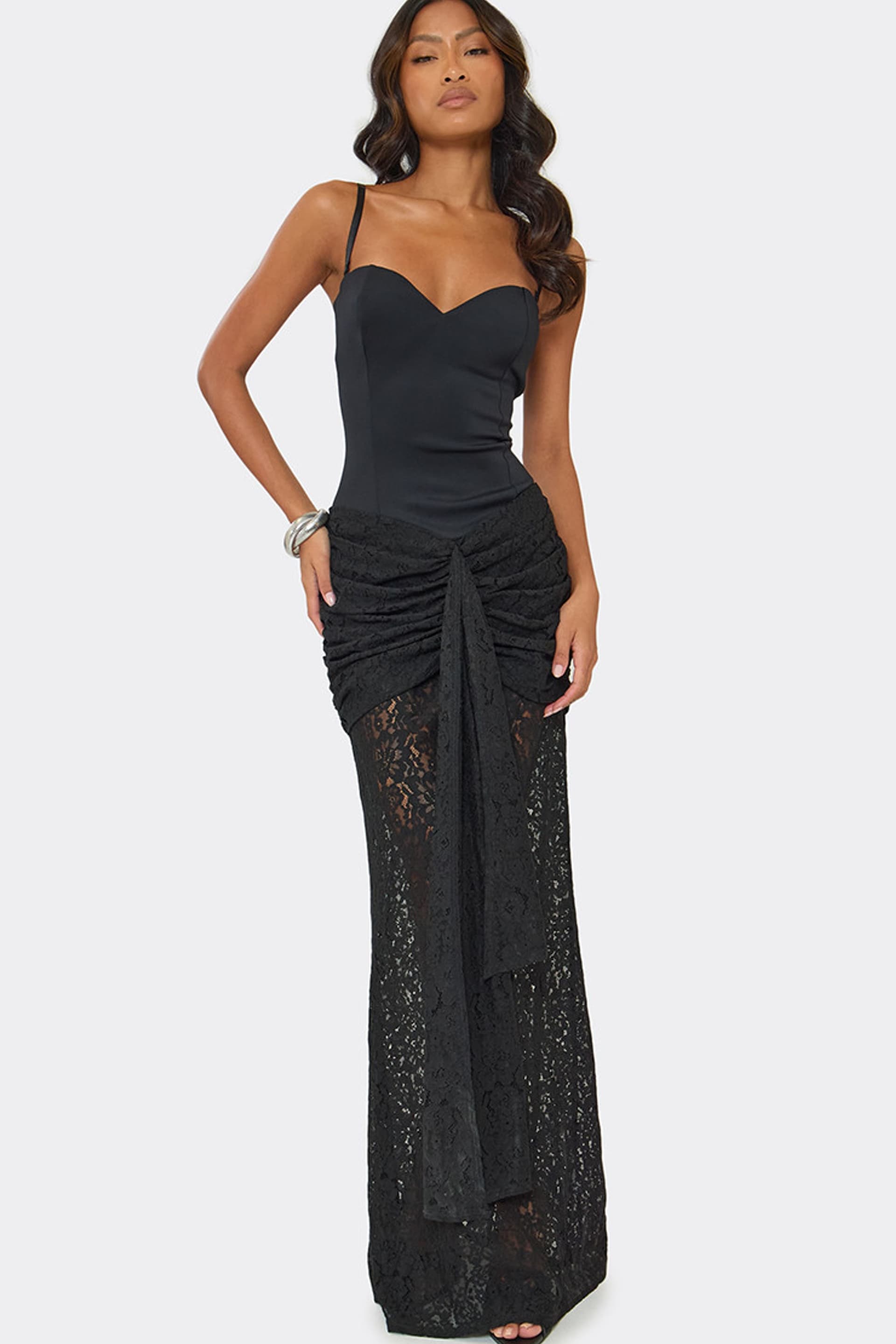 EGO EGO Women's Strappy Sweetheart Neckline Maxi Dress in Black
