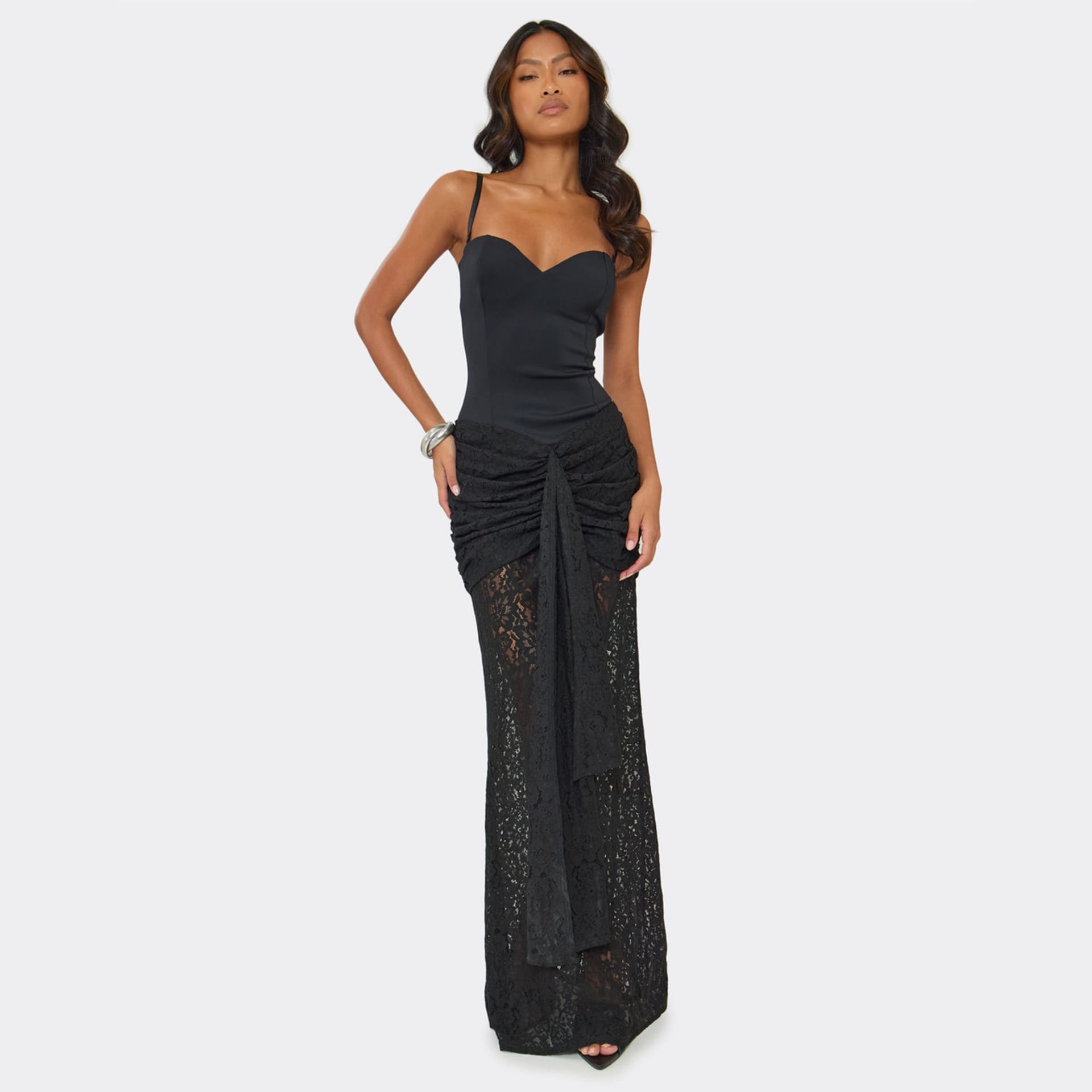 EGO EGO Women's Strappy Sweetheart Neckline Maxi Dress in Black - 4