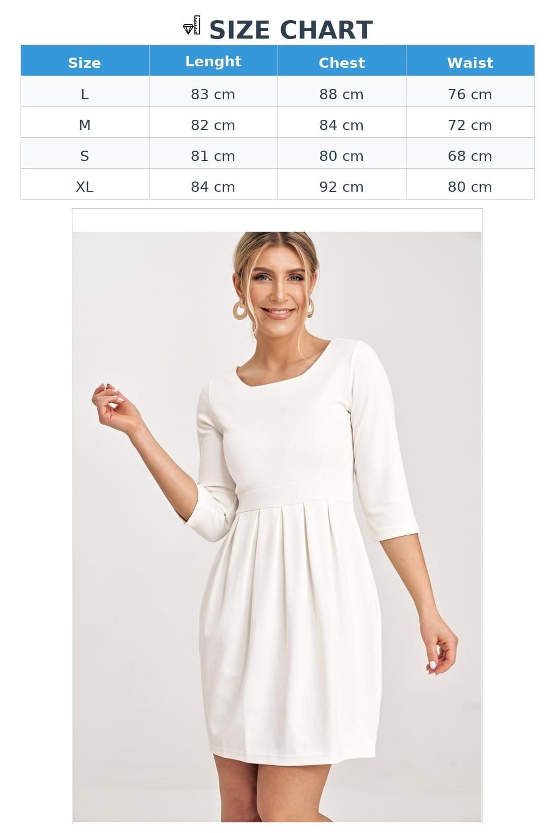 Love Lace Love Lace Women's Creased Waist 3/4 Sleeve Dress in Off-White - 4