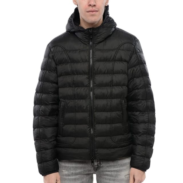 Diesel Diesel Men's Plain Black Padded Hooded Jacket - 2
