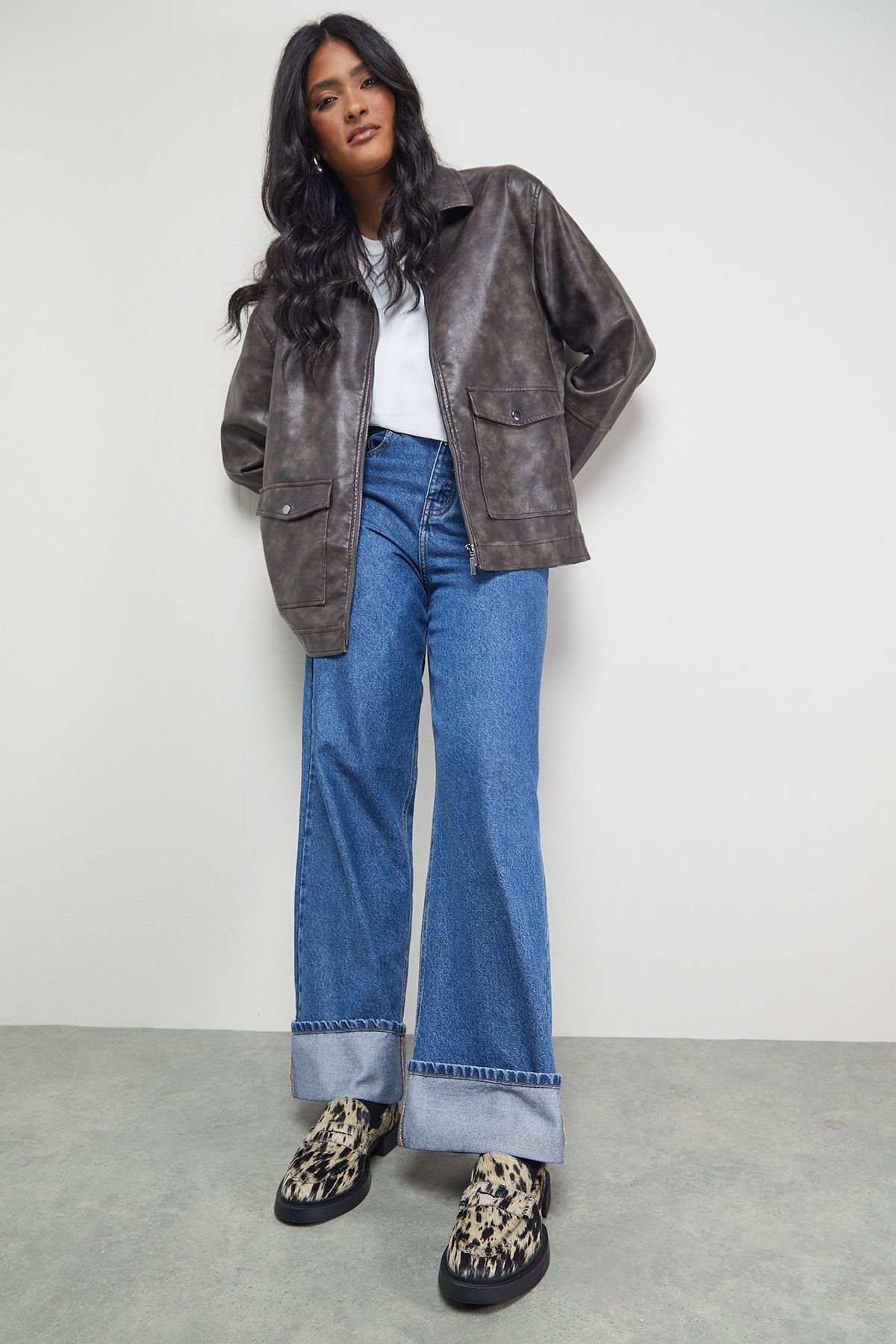 Faith Faith Women's : Barrie Cow Print Pony Chunky Penny Loafers in Beige - 2