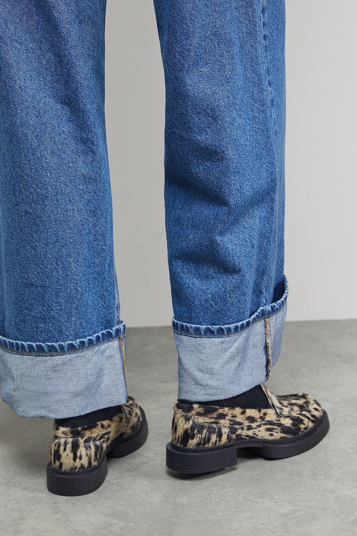 Faith Faith Women's : Barrie Cow Print Pony Chunky Penny Loafers in Beige - 3