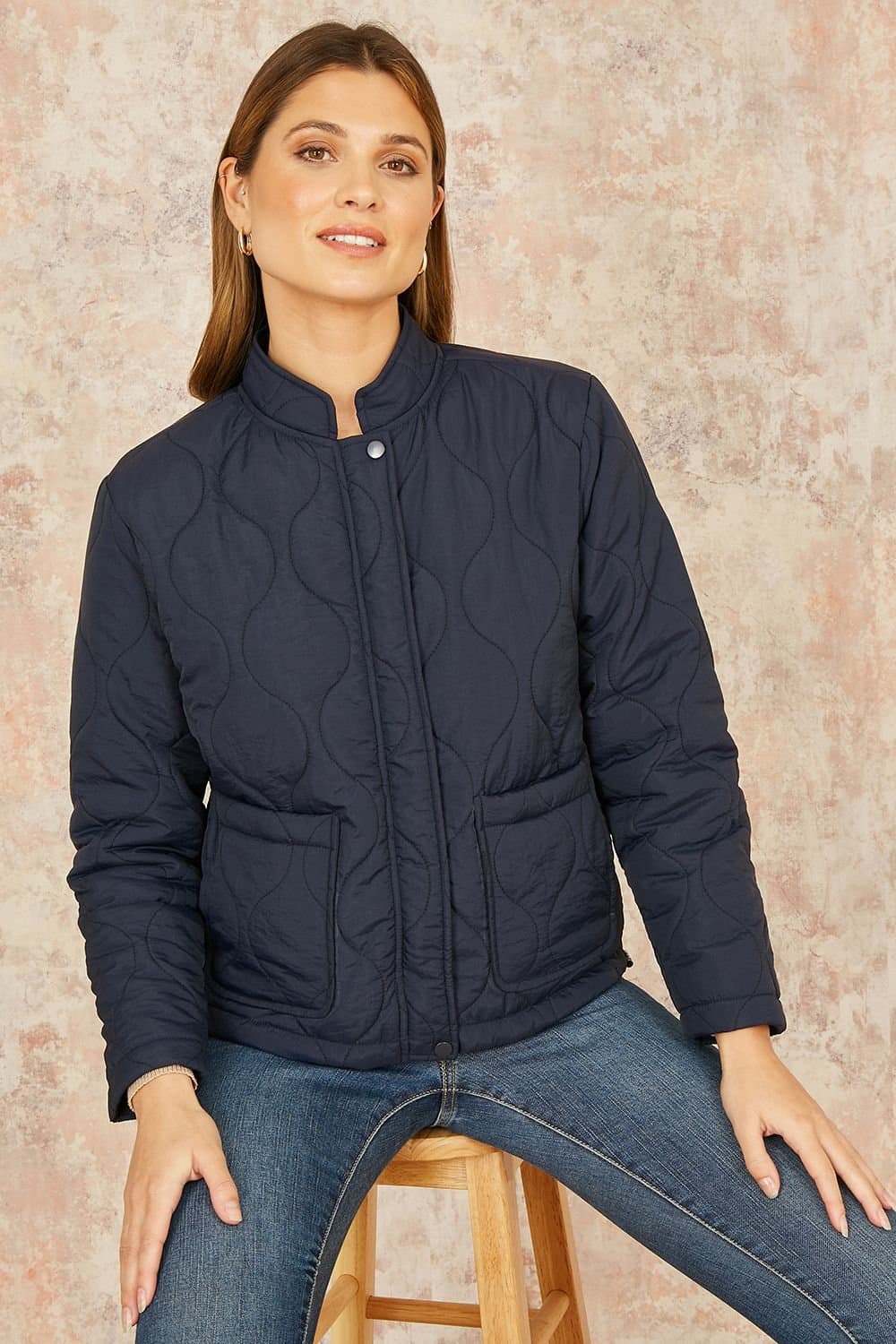 Yumi Yumi Women's Navy Short Quilted Jacket
