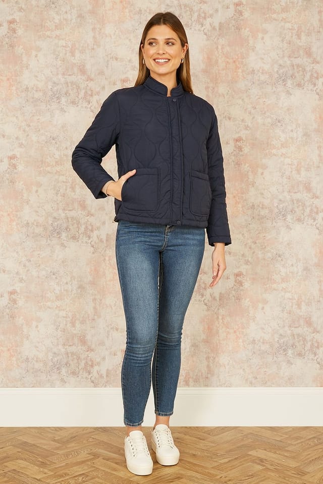 Yumi Yumi Women's Navy Short Quilted Jacket - 3