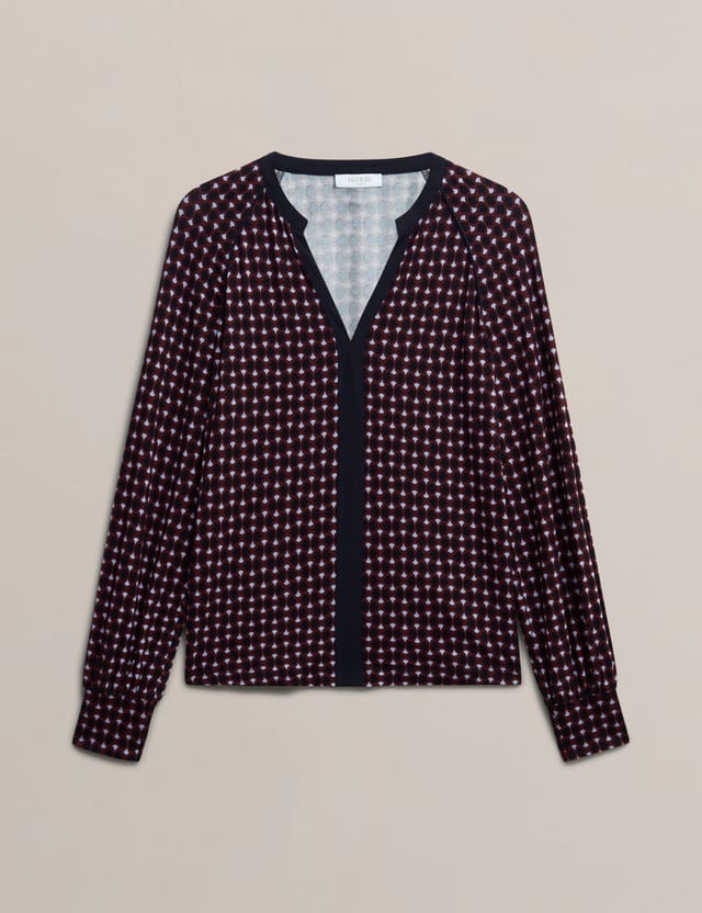 Hobbs London Hobbs London Women's Zelia Long Sleeve V-Neck Printed Top in Dark Navy - 2