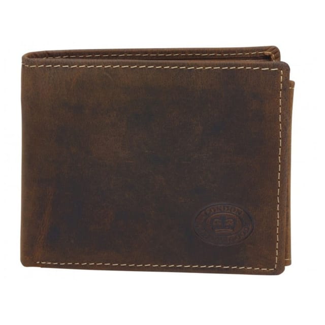 London Leathergoods London Leathergoods Men's Leather RFID Coin Pocket ID Wallet in Dark Brown - 2