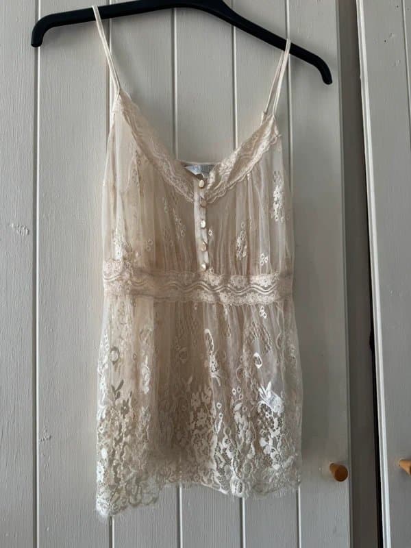 Topshop Rare Vintage Topshop cream lace cami top 90s y2k