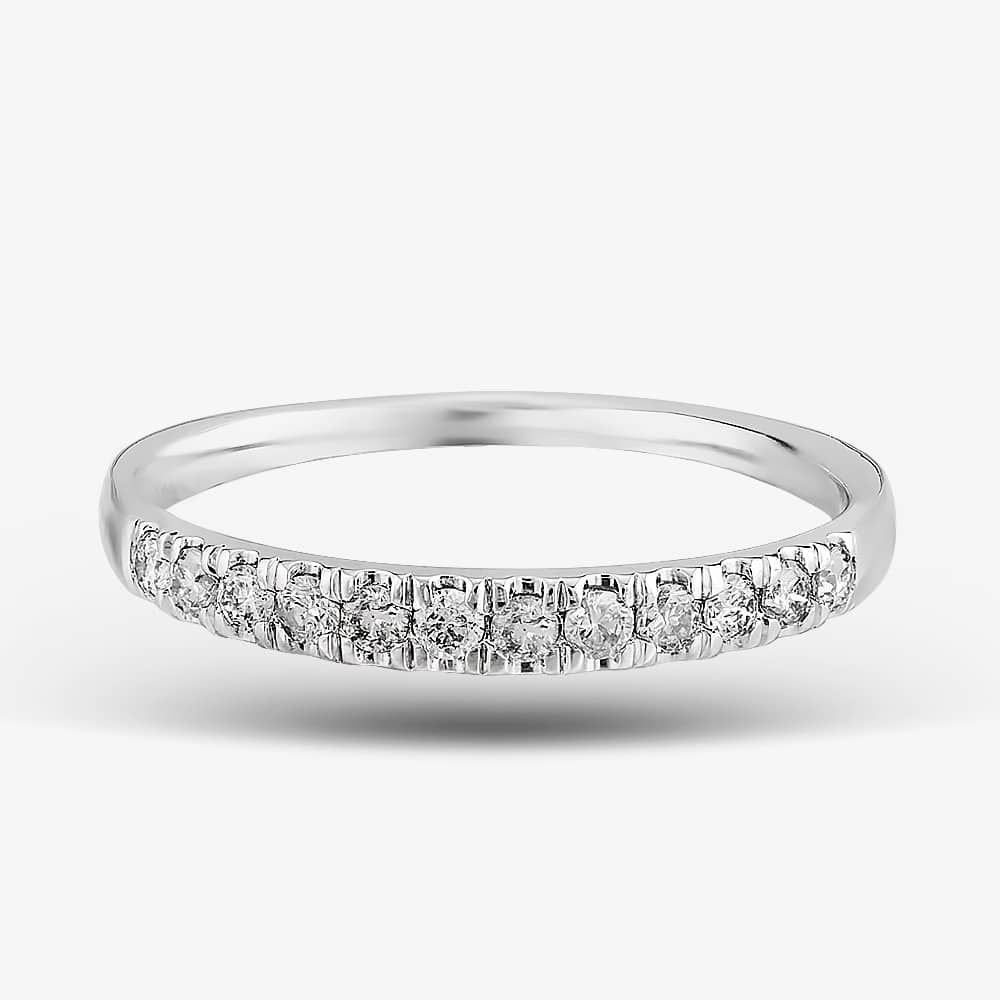 T.H.Baker T.H.Baker Women's 9ct White Gold 0.25ct Diamond Pave Set Half Eternity Ring in Silver - 2