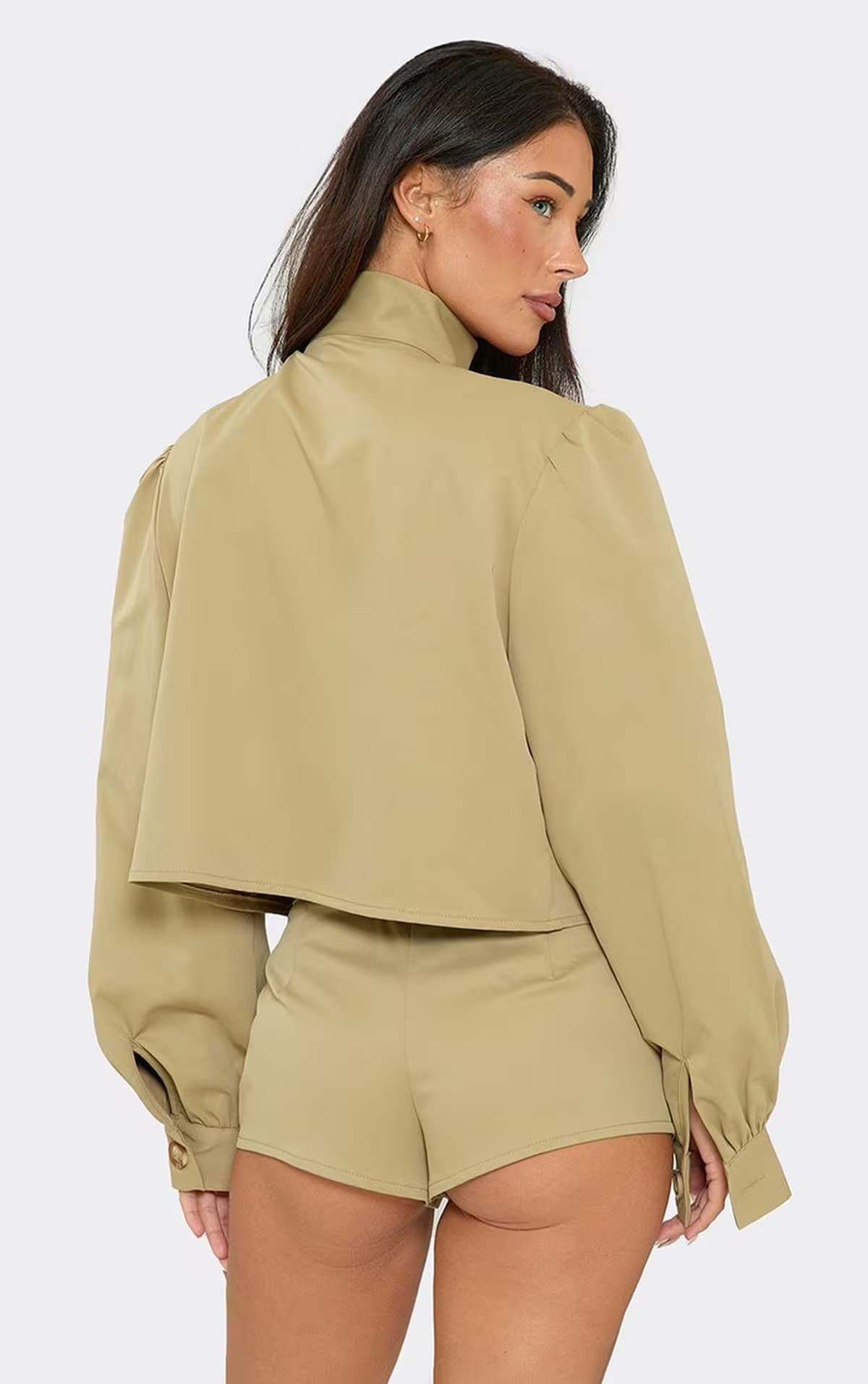 EGO Mid Rise Mini Shorts In Taupe, Women's Size UK 6