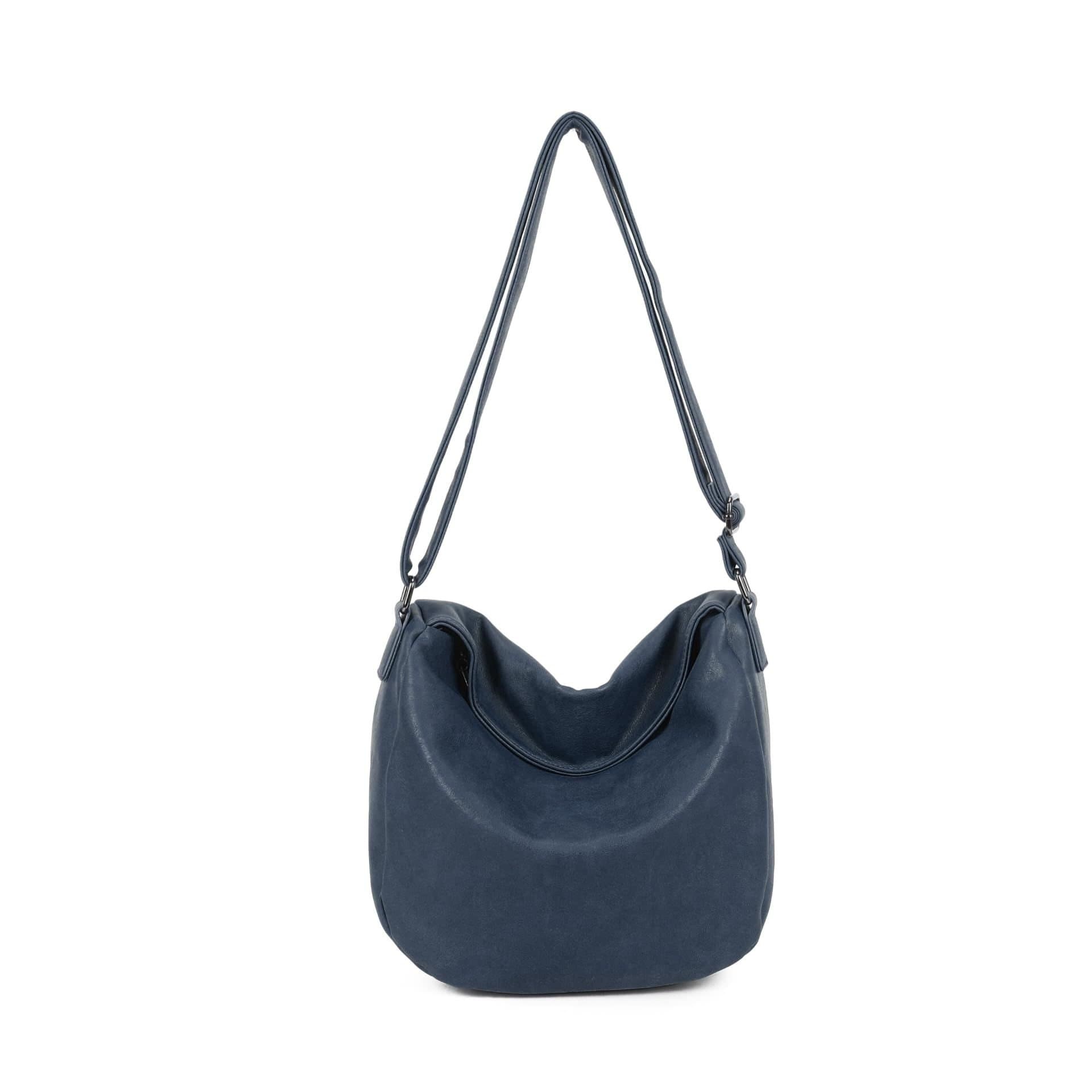 Woodland Leathers Woodland Leathers Women's Slouch Shoulder Bag, Long Strap Crossbody Hobo Bag in Navy