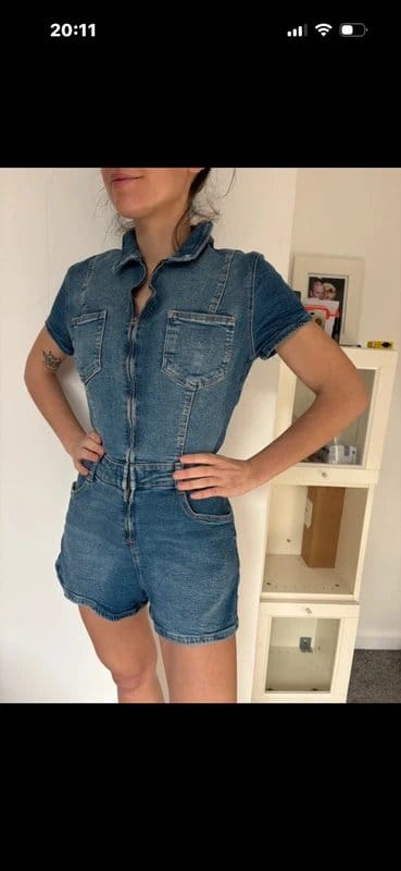 Bershka Blue Denim Jumpsuit