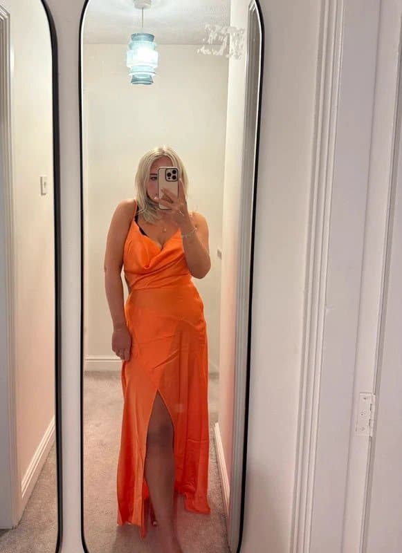 ASOS ASOS Orange Satin Maxi Dress UK 10 Cut Out Slip Dress BNWT Occasion