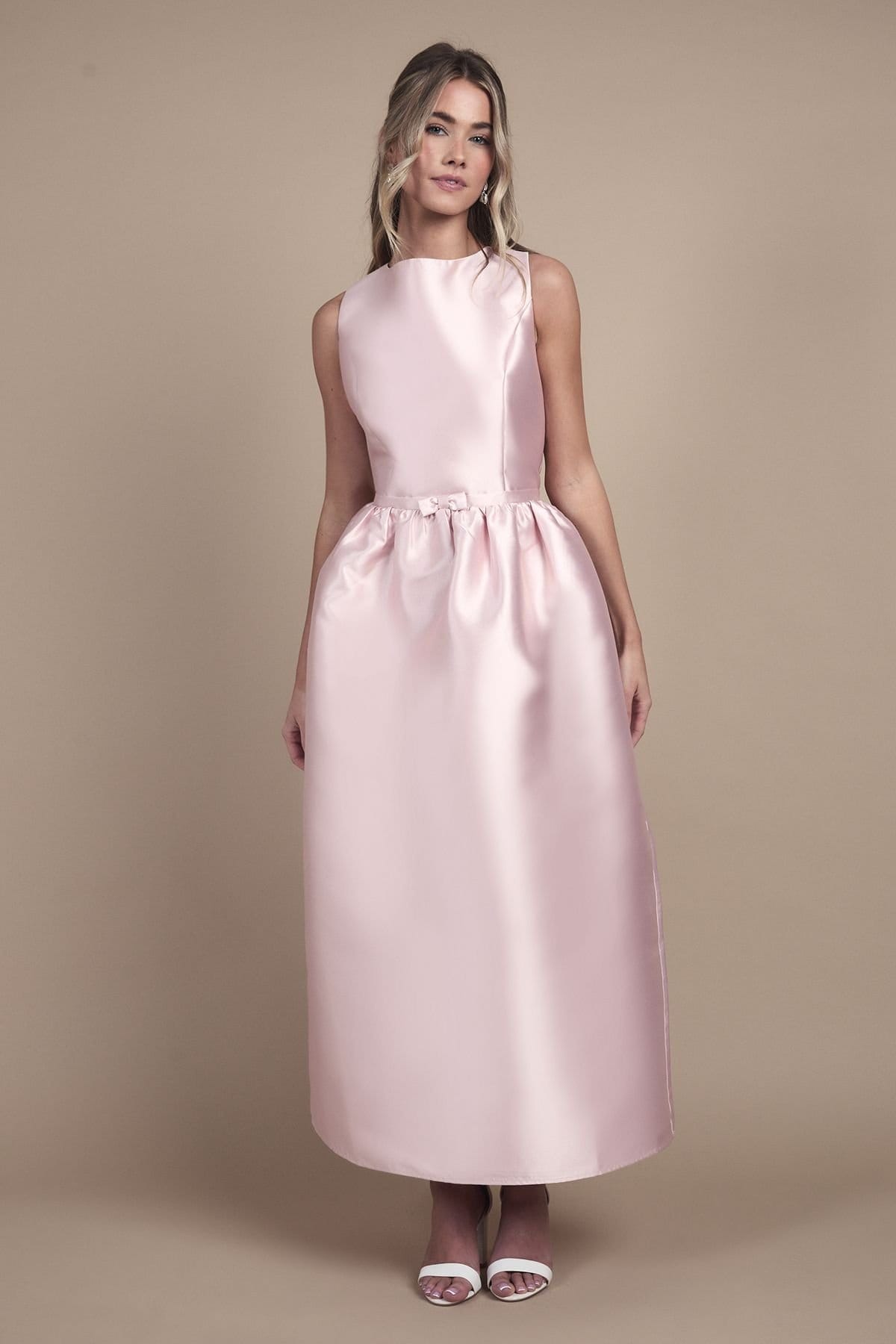 Coast Coast Women's Teen Twill Bow Maxi Bridesmaid Dress in Blush - 4