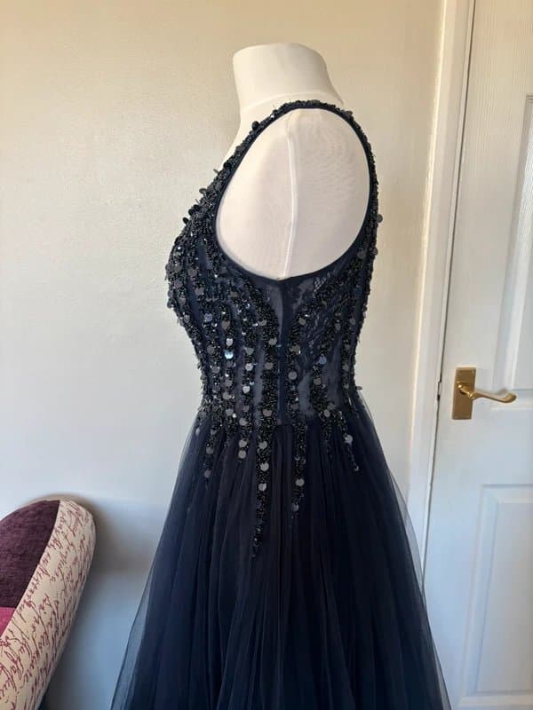 Coast BNWT Coast dark blue sequin lace tulle prom evening dress - size M
