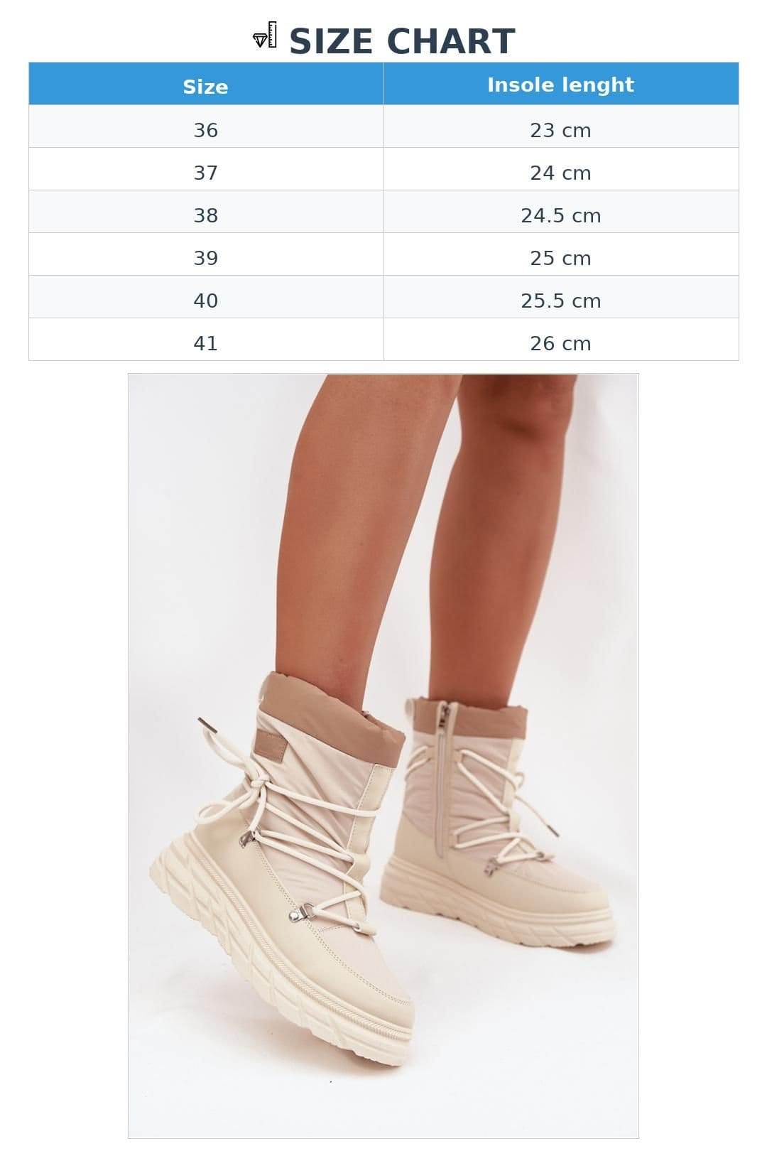 Love Lace Love Lace Women's Lee Cooper Snow Boots Textile Fur Lined Platform Zip Insulated in Beige - 4
