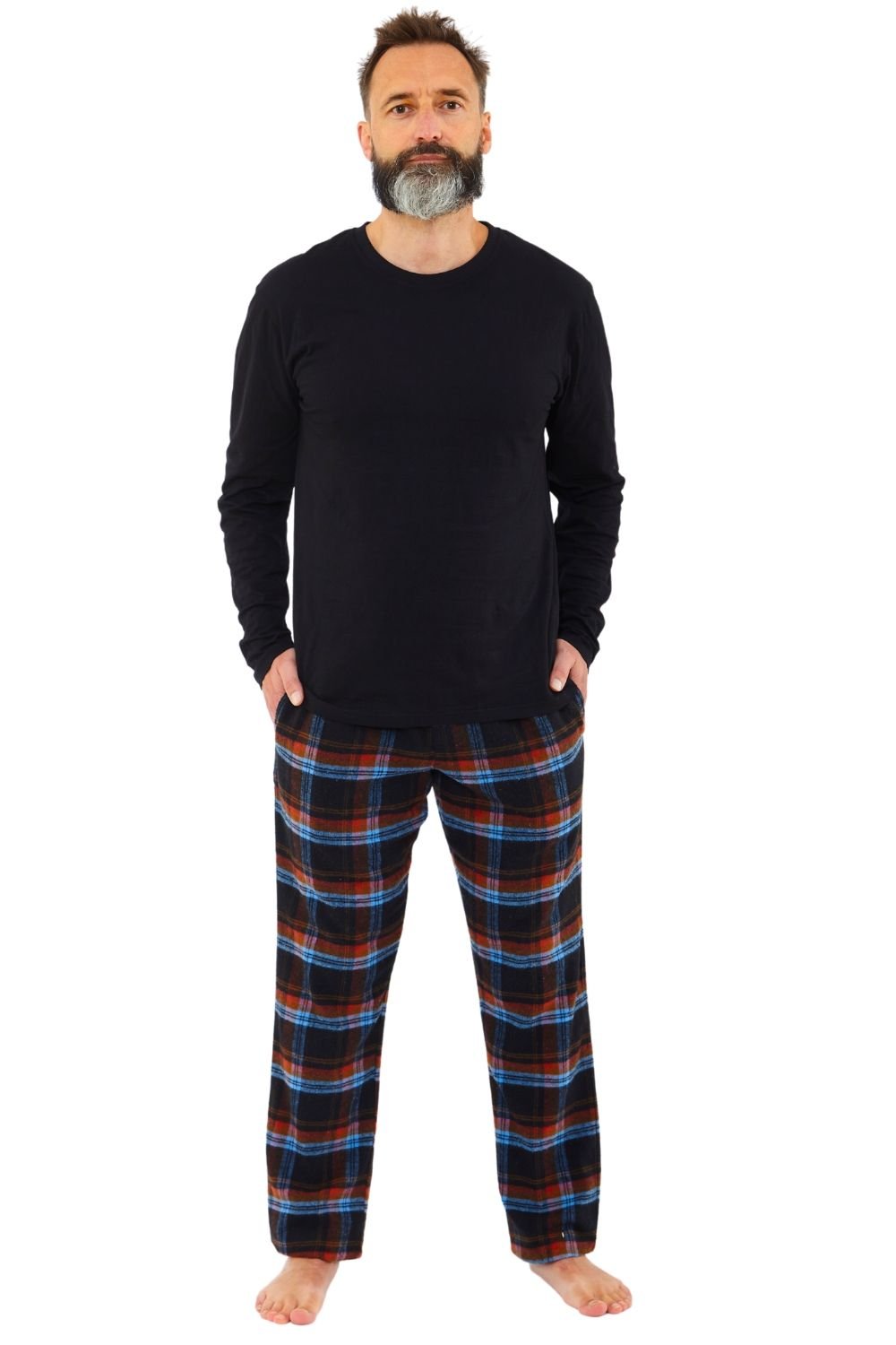 Just Essentials Just Essentials Men's Flannel Check Long Pyjama Set in Black - 2