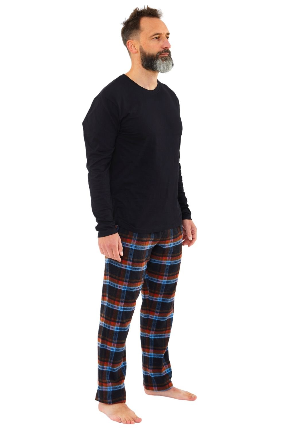 Just Essentials Just Essentials Men's Flannel Check Long Pyjama Set in Black - 3