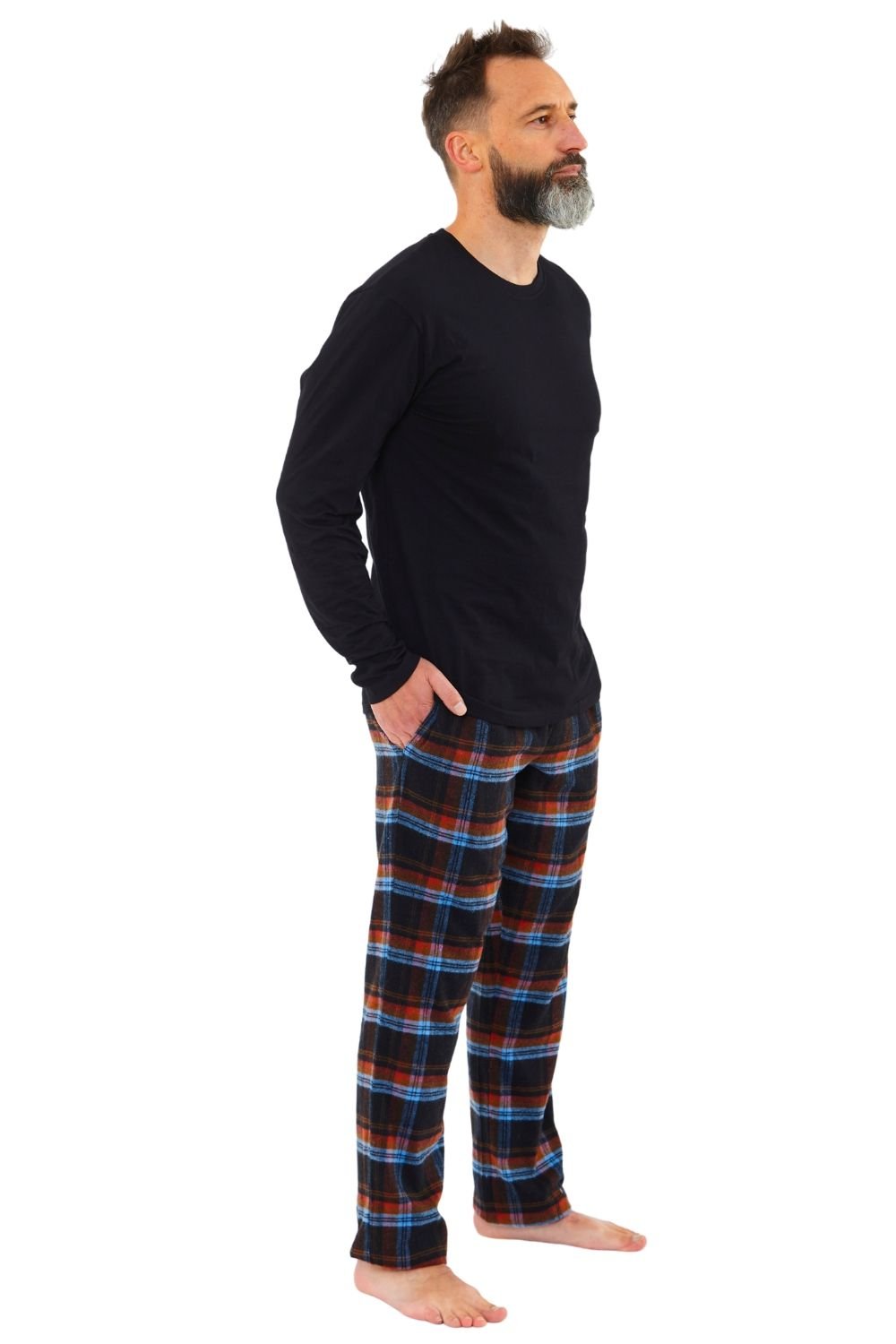 Just Essentials Just Essentials Men's Flannel Check Long Pyjama Set in Black - 4