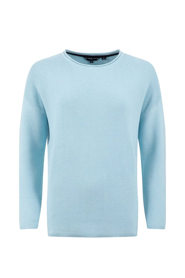 Weird Fish Weird Fish Women's Dalla Knitted Crew Neck Jumper in Light Blue - 2