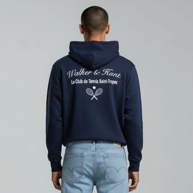 Walker & Hunt Walker & Hunt Men's St Tropez Tennis Club Hoodie in Navy - 3