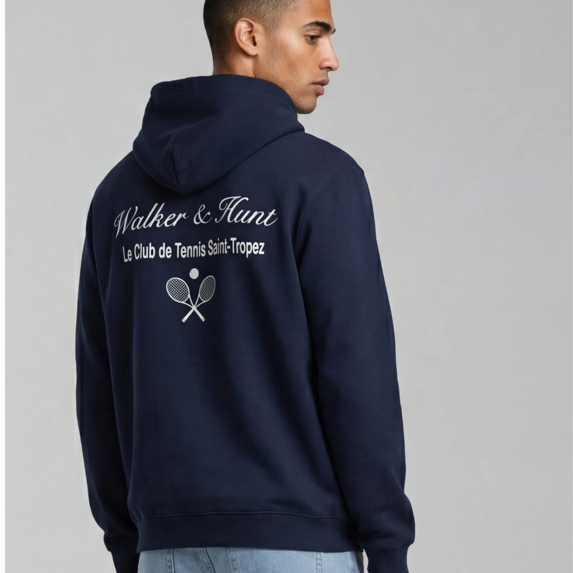 Walker & Hunt Walker & Hunt Men's St Tropez Tennis Club Hoodie in Navy - 4