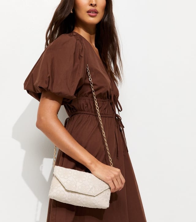 New Look Cream Floral Chain Shoulder Bag Vegan New Look - 2