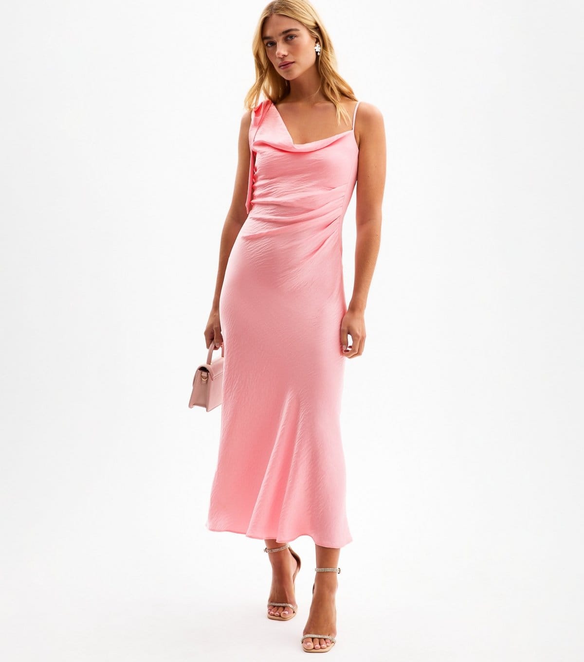 New Look Women's Pink One Shoulder Midi Dress New Look - 4