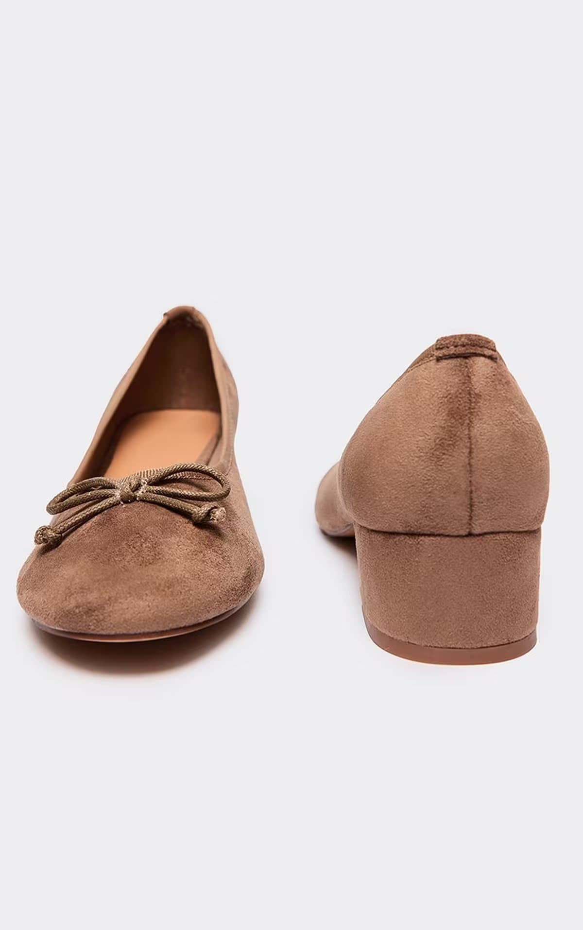 EGO EGO Brown Faux Leather Block Heel Bow Detail Pump