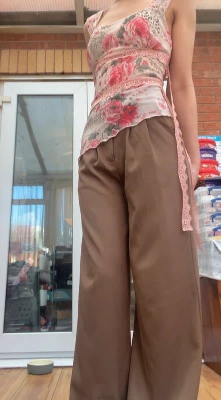 Princess Polly Princess Polly brown high waisted straight leg trousers XS