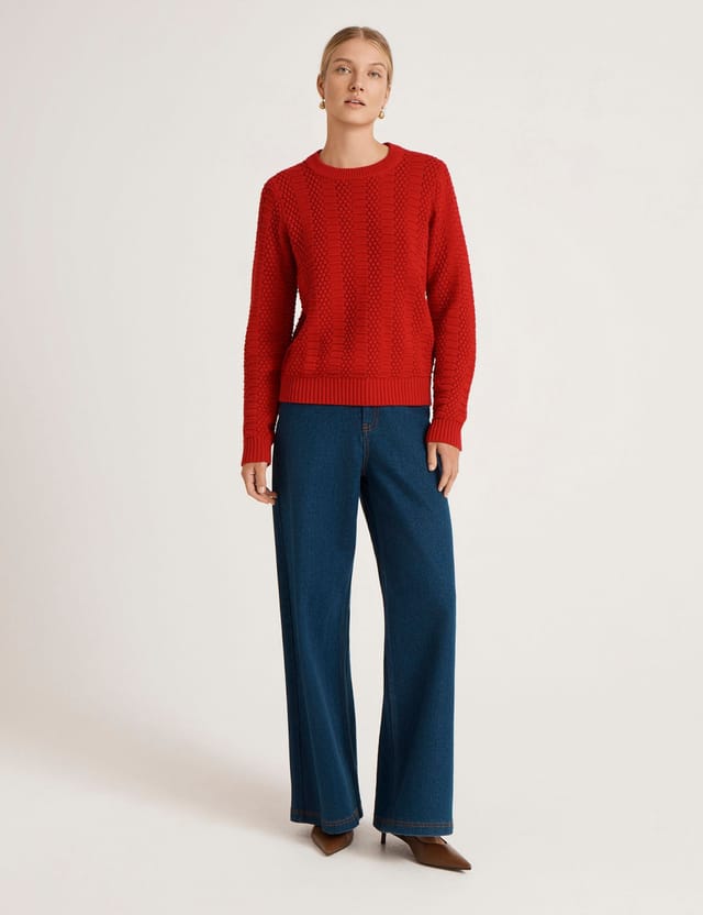Finery London Finery London Women's Nova Round Neck Knitted Sweater in Red - 2