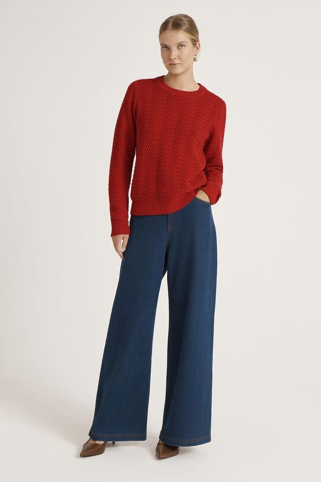Finery London Finery London Women's Nova Round Neck Knitted Sweater in Red - 3