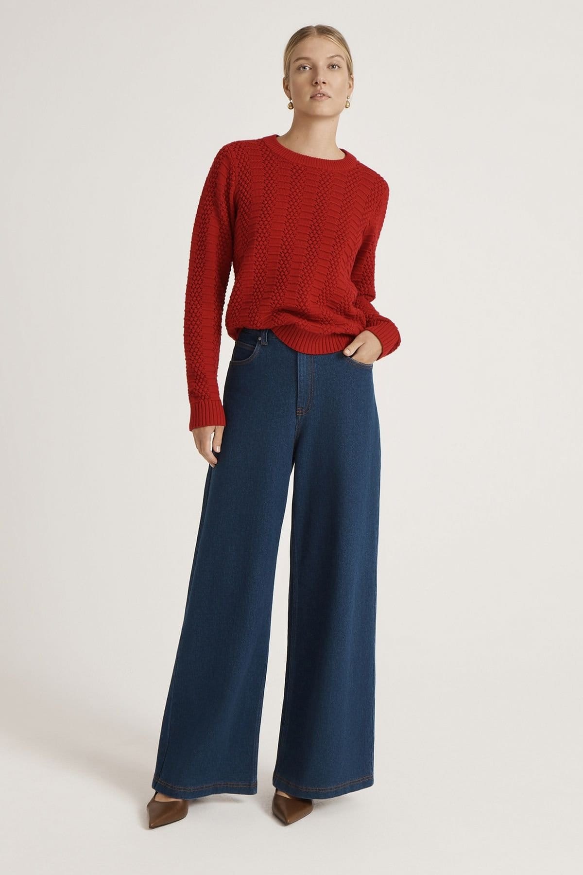 Finery London Finery London Women's Nova Round Neck Knitted Sweater in Red - 4
