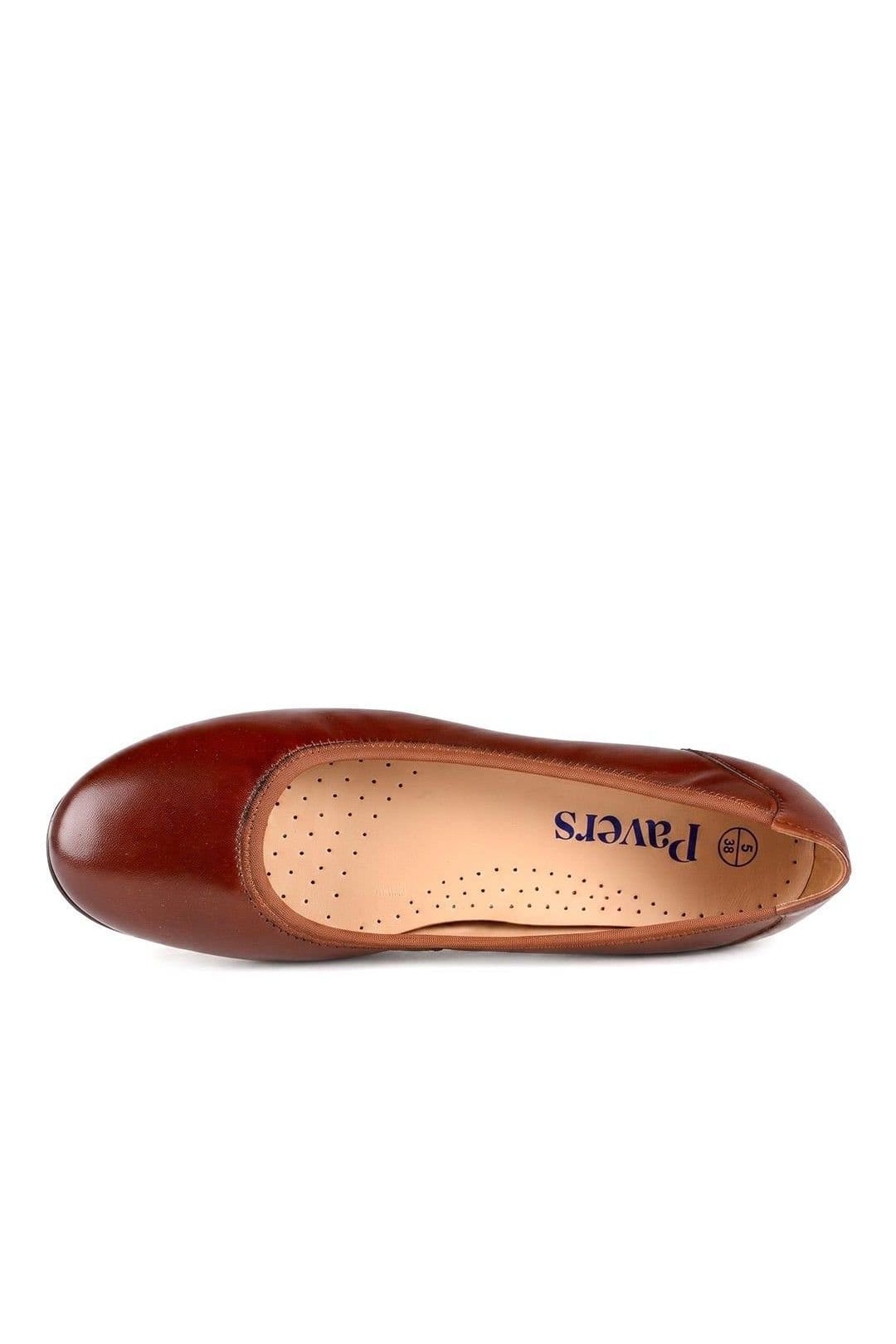 Pavers Pavers Women's Smart Leather Lightweight Ballet Flats in Tan - 4