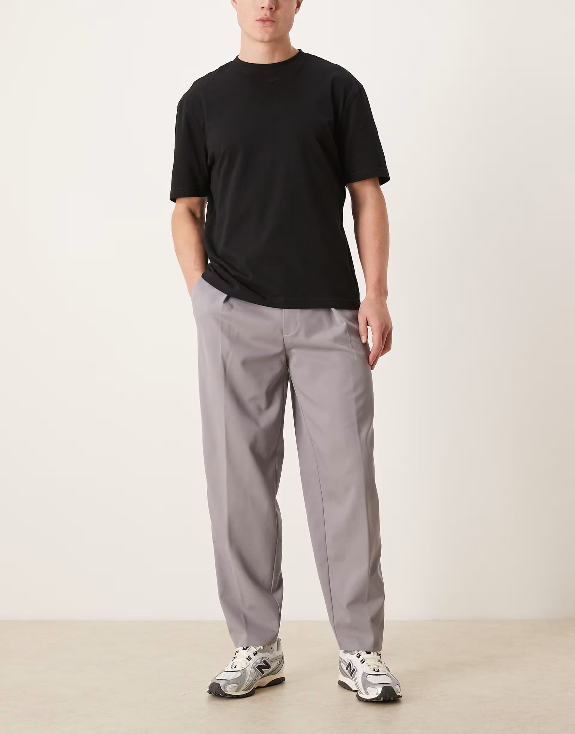 ASOS ASOS DESIGN smart oversized tapered trousers in grey twill