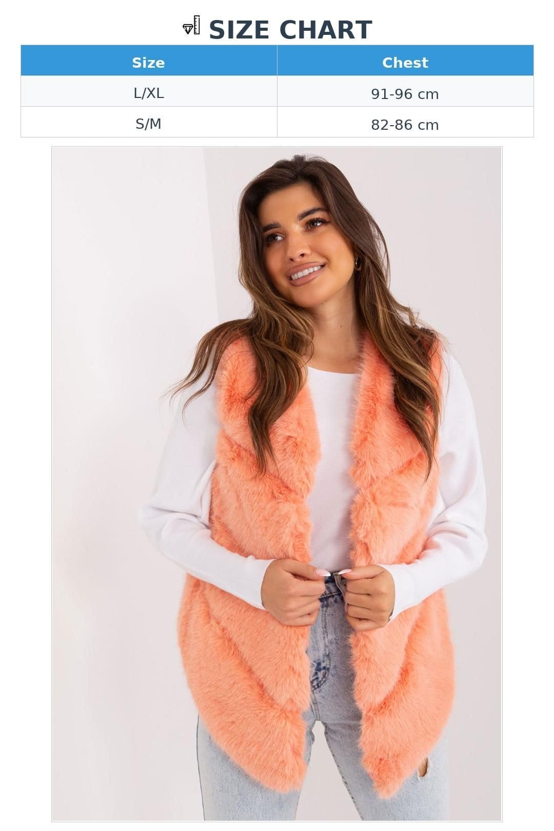 Love Lace Love Lace Women's Faux Fur Lined Sleeveless Vest with Pockets in Orange - 4