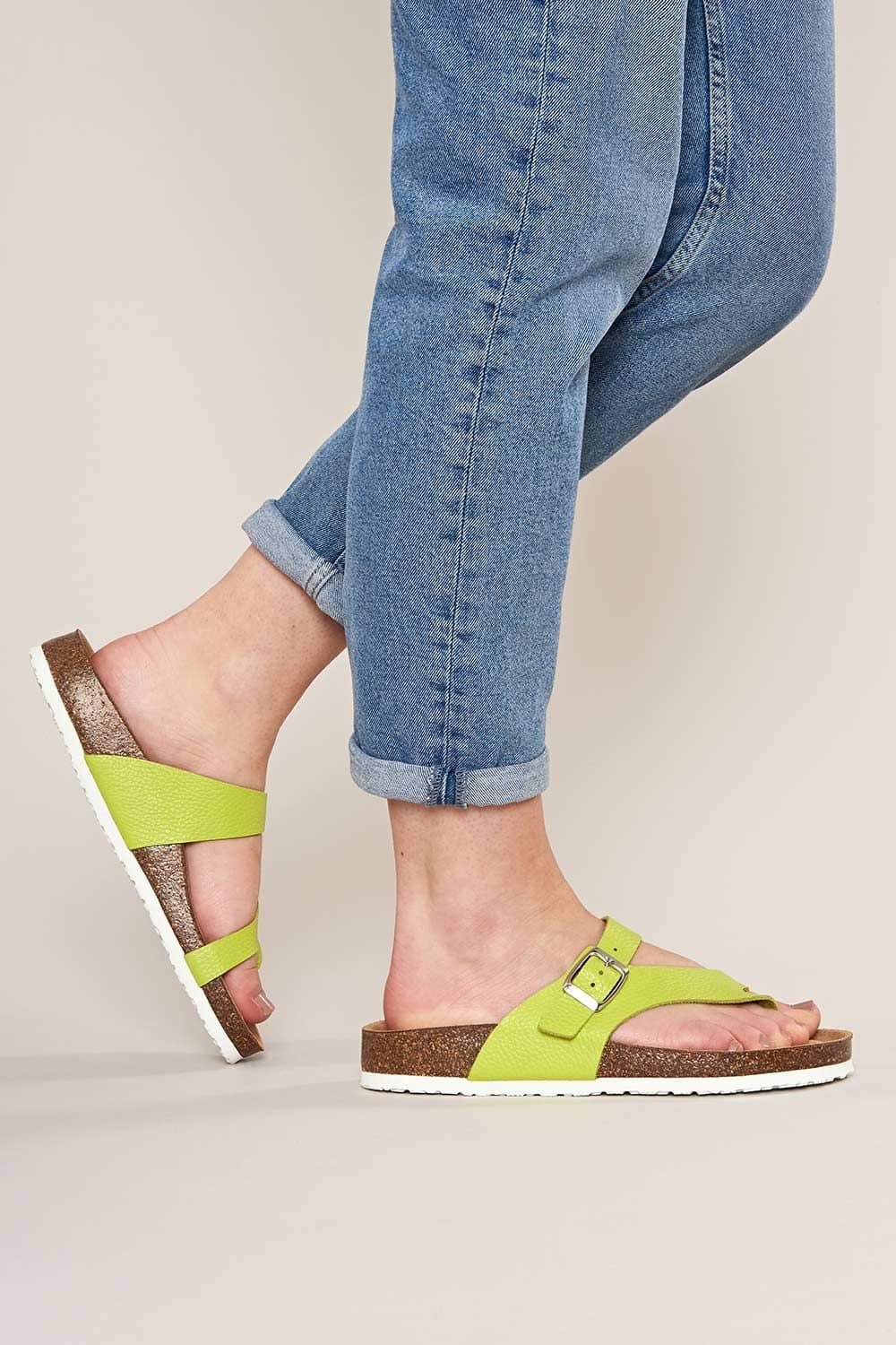 Moshulu Moshulu Light Green Cork Sandals With Adjustable Strap
